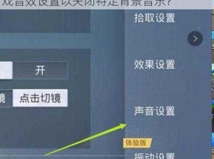 和平精英圣诞音乐关闭指南：如何调整游戏音效设置以关闭特定背景音乐？