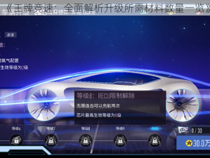 《王牌竞速：全面解析升级所需材料数量一览》