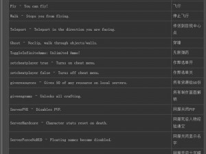 方舟：生存进化全控制台命令秘籍大全及中英对照指南