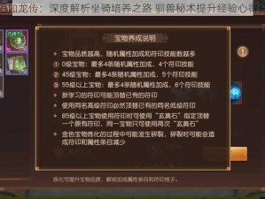 三国如龙传：深度解析坐骑培养之路 驯兽秘术提升经验心得分享