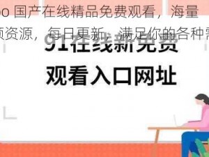 91po 国产在线精品免费观看，海量视频资源，每日更新，满足你的各种需求