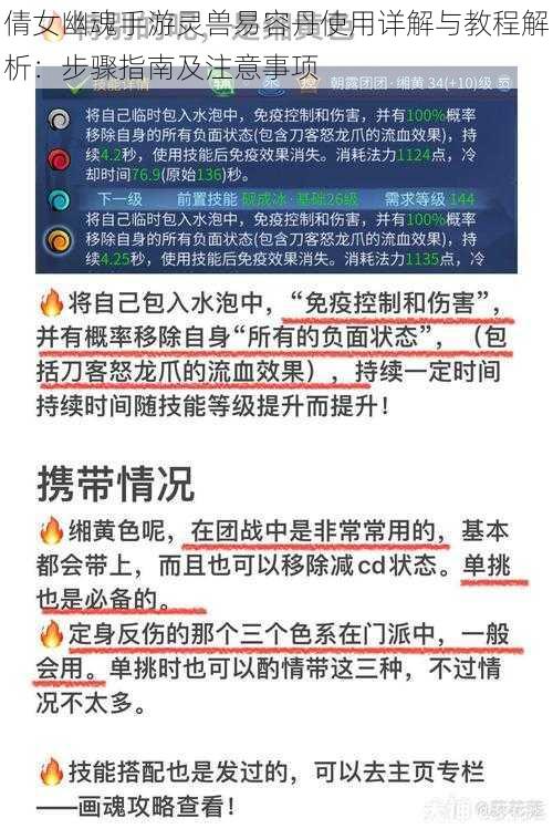 倩女幽魂手游灵兽易容丹使用详解与教程解析：步骤指南及注意事项