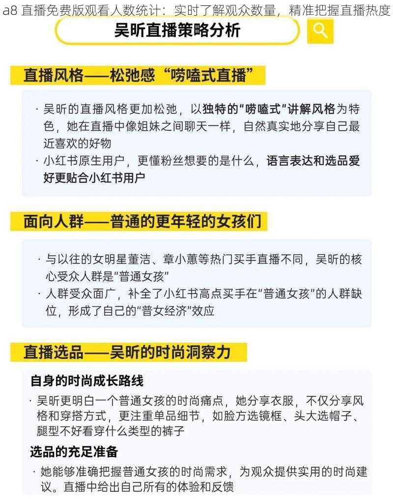 a8 直播免费版观看人数统计：实时了解观众数量，精准把握直播热度