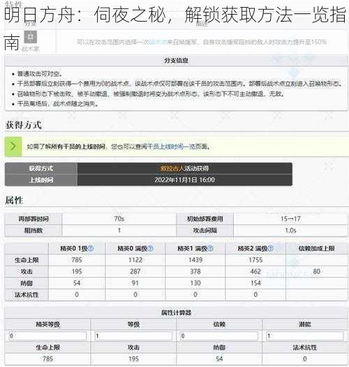 明日方舟：伺夜之秘，解锁获取方法一览指南