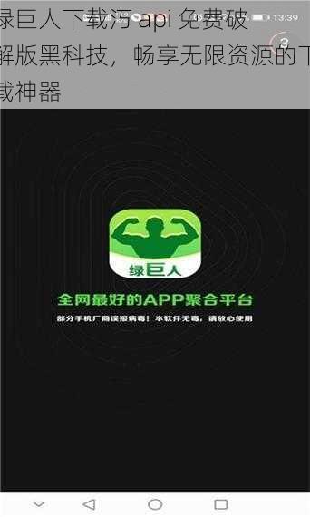 绿巨人下载汅 api 免费破解版黑科技，畅享无限资源的下载神器