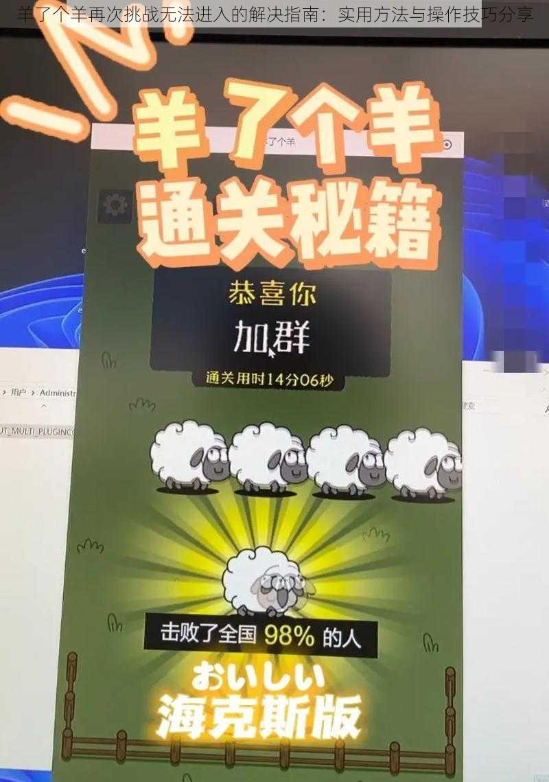 羊了个羊再次挑战无法进入的解决指南：实用方法与操作技巧分享