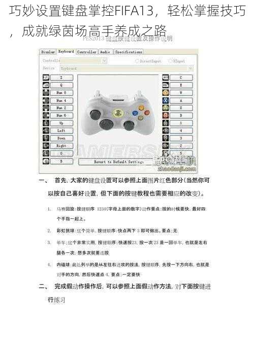 巧妙设置键盘掌控FIFA13，轻松掌握技巧，成就绿茵场高手养成之路