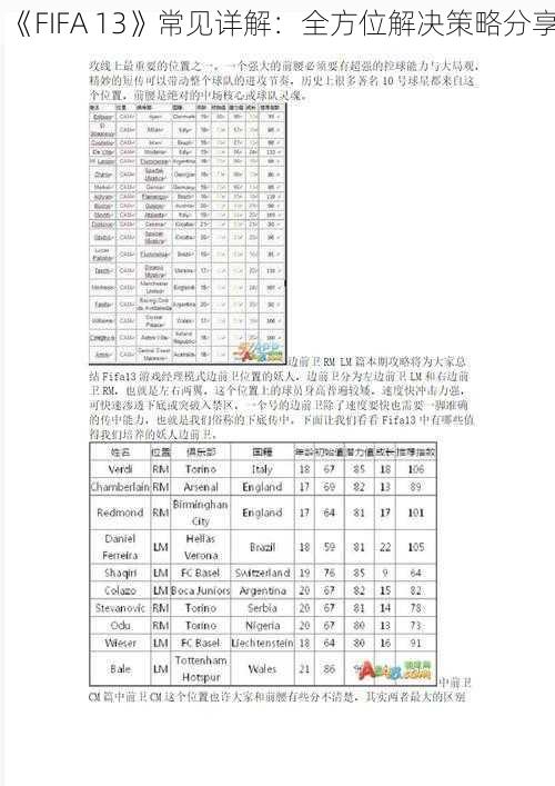 《FIFA 13》常见详解：全方位解决策略分享