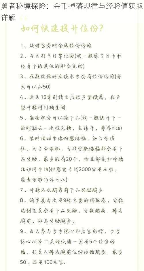 勇者秘境探险：金币掉落规律与经验值获取详解