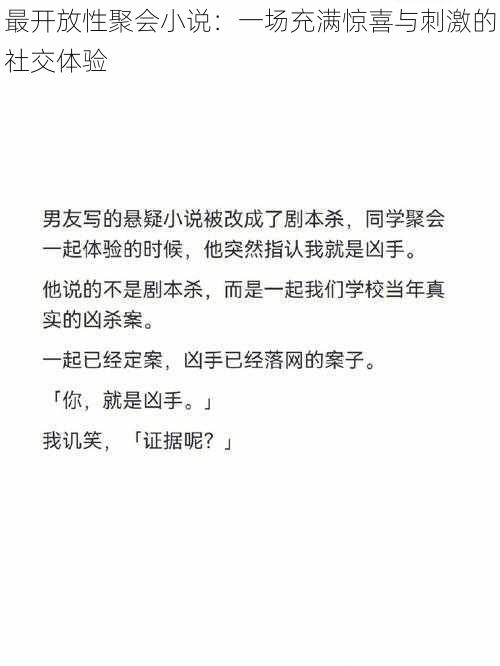 最开放性聚会小说：一场充满惊喜与刺激的社交体验