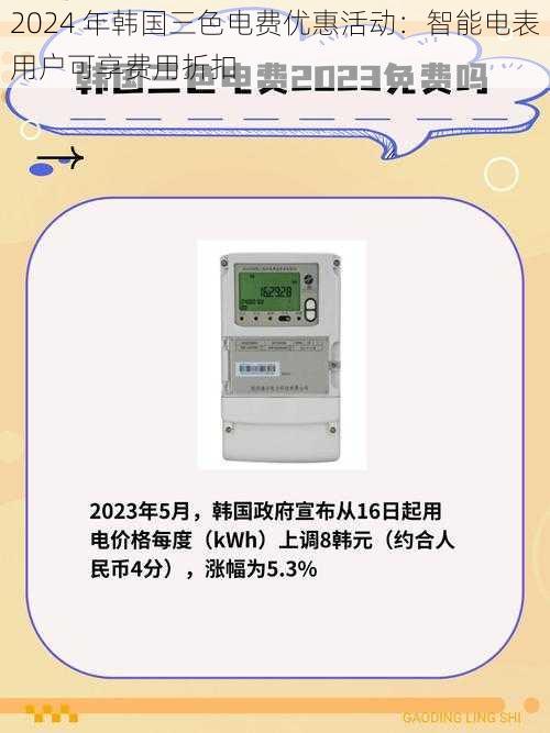 2024 年韩国三色电费优惠活动：智能电表用户可享费用折扣