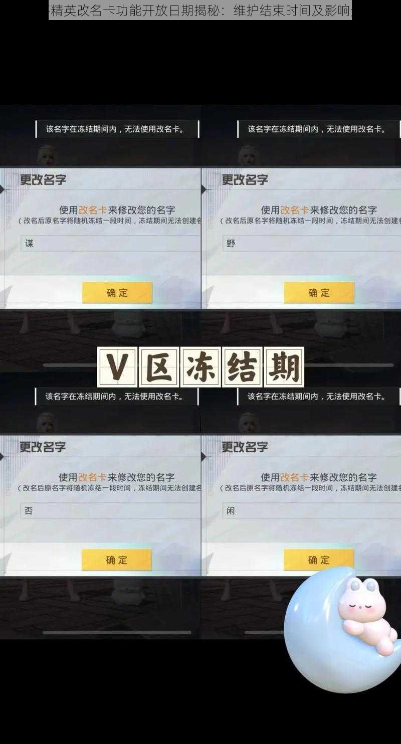 和平精英改名卡功能开放日期揭秘：维护结束时间及影响分析