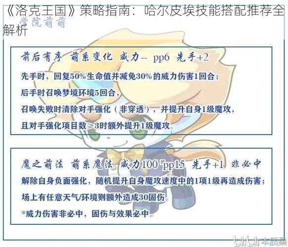 《洛克王国》策略指南：哈尔皮埃技能搭配推荐全解析