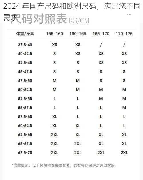 2024 年国产尺码和欧洲尺码，满足您不同需求