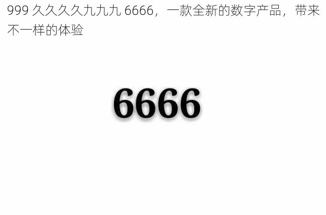 999 久久久久九九九 6666，一款全新的数字产品，带来不一样的体验