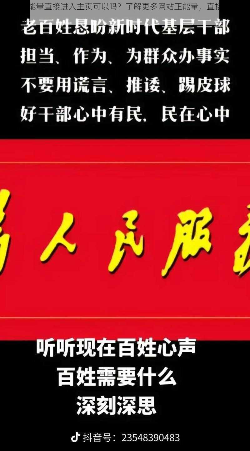 网站正能量直接进入主页可以吗？了解更多网站正能量，直接进入主页获取