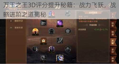 万王之王3D评分提升秘籍：战力飞跃，战略进阶之道揭秘