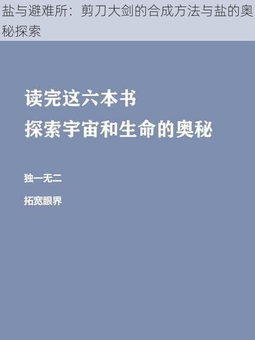 盐与避难所：剪刀大剑的合成方法与盐的奥秘探索