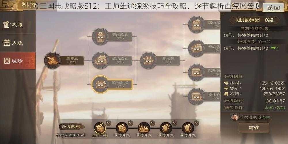 《三国志战略版S12：王师雄途练级技巧全攻略，逐节解析西凉风云》