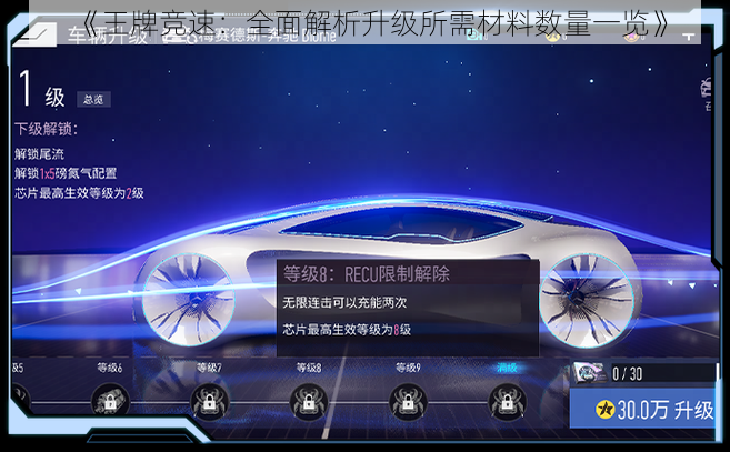 《王牌竞速：全面解析升级所需材料数量一览》