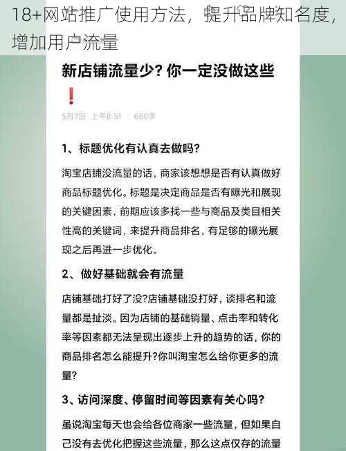 18+网站推广使用方法，提升品牌知名度，增加用户流量