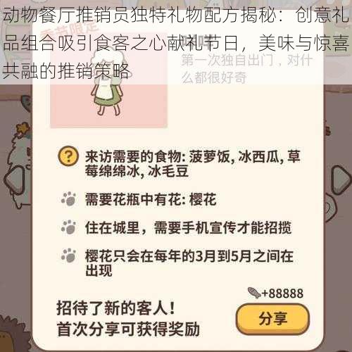 动物餐厅推销员独特礼物配方揭秘：创意礼品组合吸引食客之心献礼节日，美味与惊喜共融的推销策略