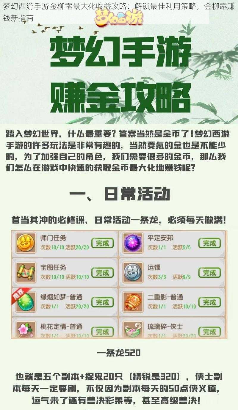 梦幻西游手游金柳露最大化收益攻略：解锁最佳利用策略，金柳露赚钱新指南