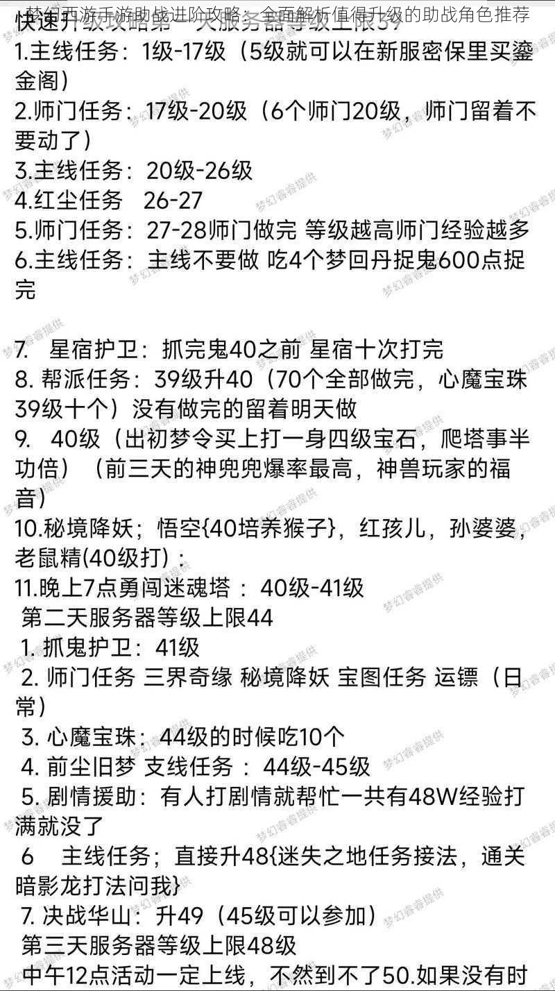 梦幻西游手游助战进阶攻略：全面解析值得升级的助战角色推荐