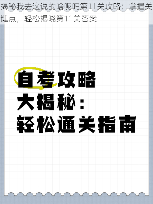 揭秘我去这说的啥呢吗第11关攻略：掌握关键点，轻松揭晓第11关答案