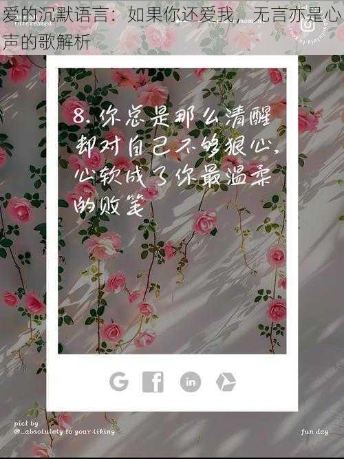 爱的沉默语言：如果你还爱我，无言亦是心声的歌解析