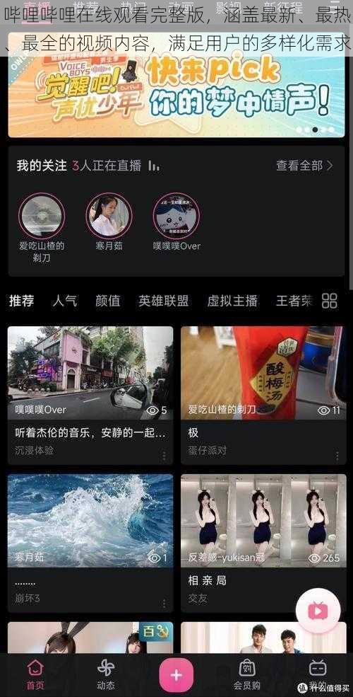 哔哩哔哩在线观看完整版，涵盖最新、最热、最全的视频内容，满足用户的多样化需求