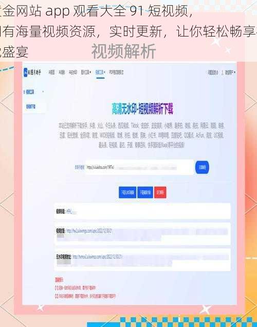 黄金网站 app 观看大全 91 短视频，拥有海量视频资源，实时更新，让你轻松畅享视觉盛宴