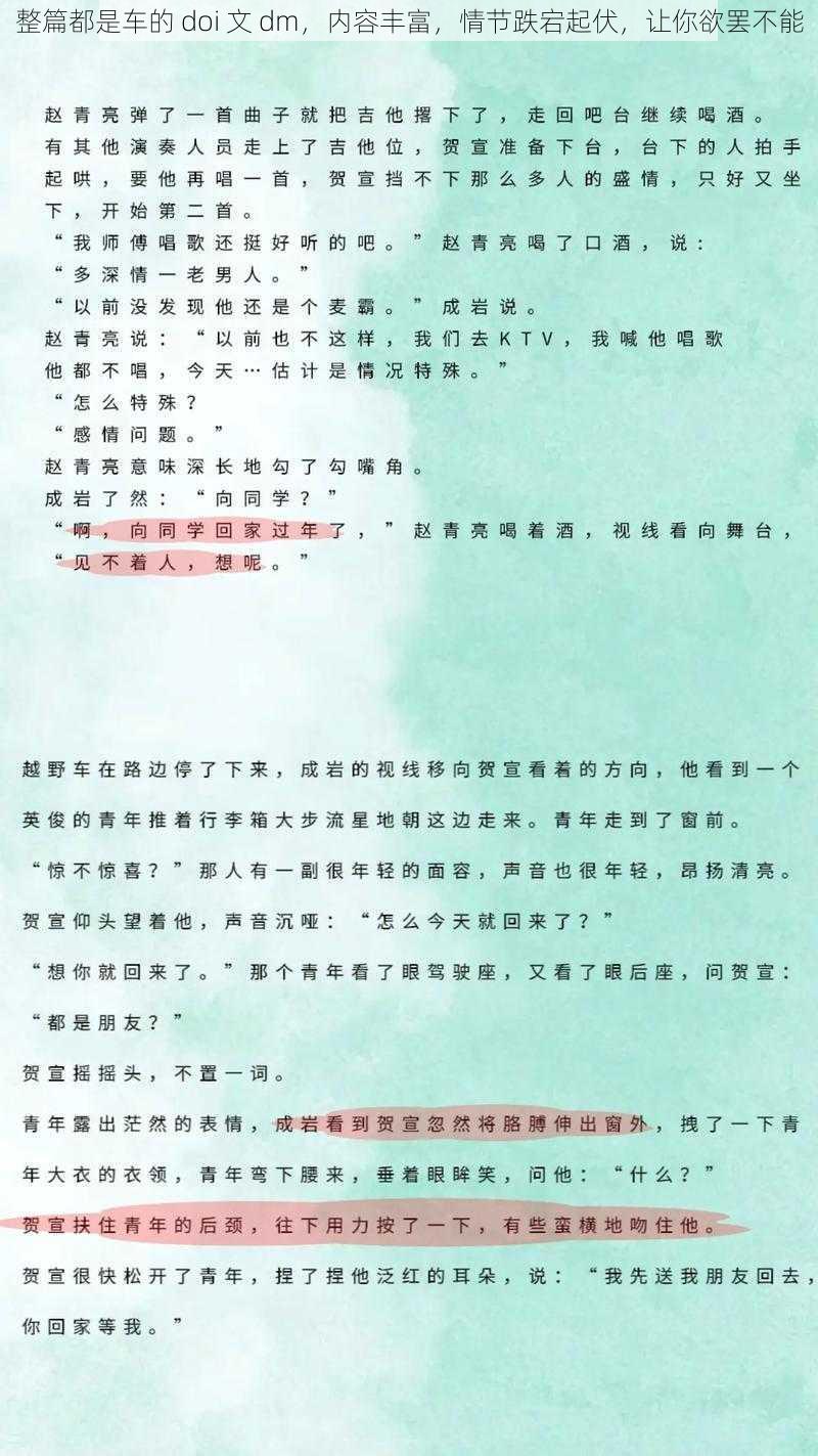 整篇都是车的 doi 文 dm，内容丰富，情节跌宕起伏，让你欲罢不能