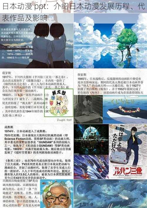 日本动漫 ppt：介绍日本动漫发展历程、代表作品及影响