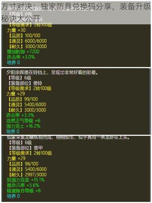方寸对决：独家防具兑换码分享，装备升级秘诀大公开