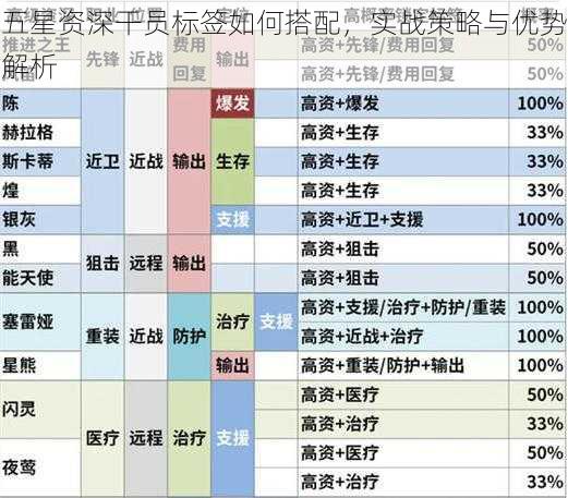 五星资深干员标签如何搭配，实战策略与优势解析