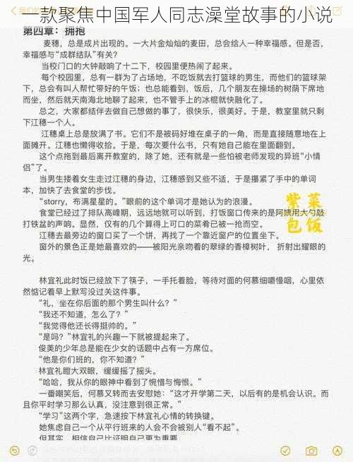 一款聚焦中国军人同志澡堂故事的小说