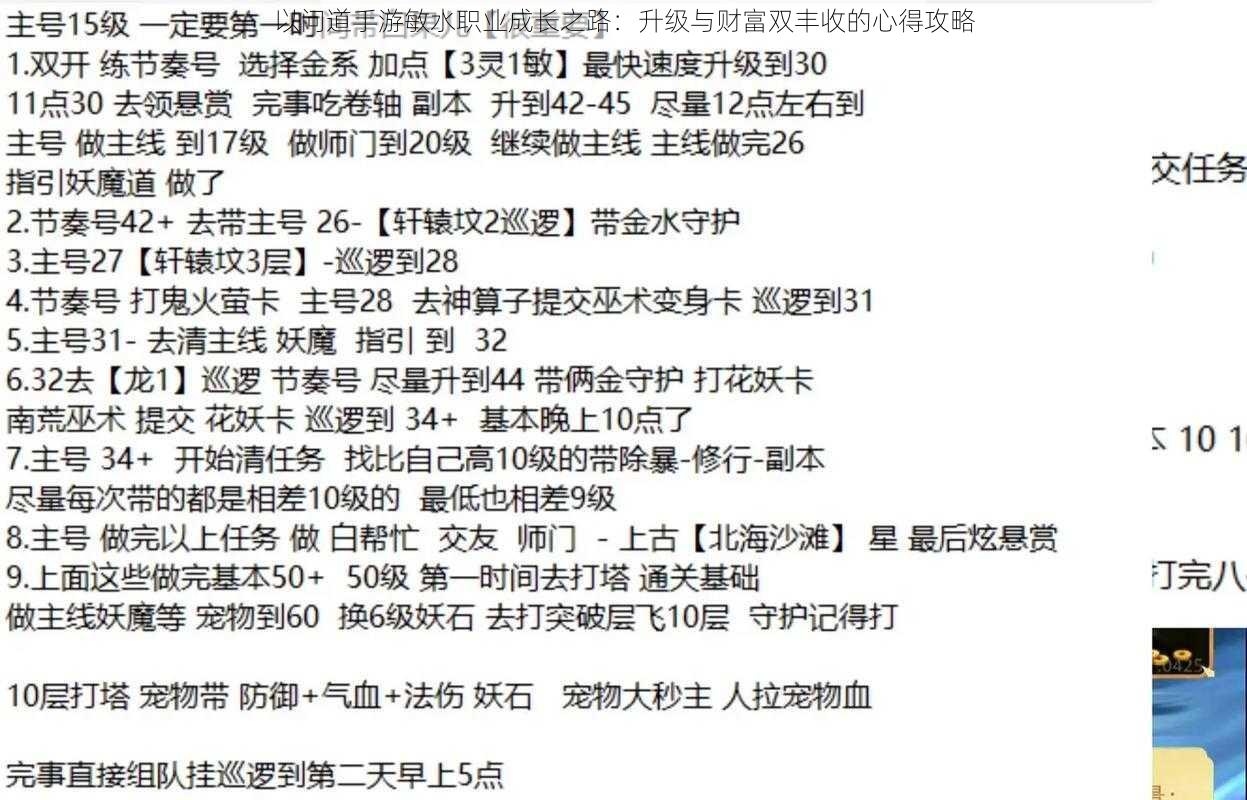 以问道手游敏水职业成长之路：升级与财富双丰收的心得攻略