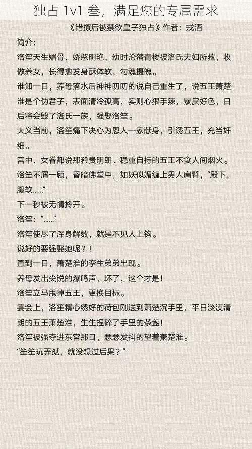 独占 1v1 叁，满足您的专属需求