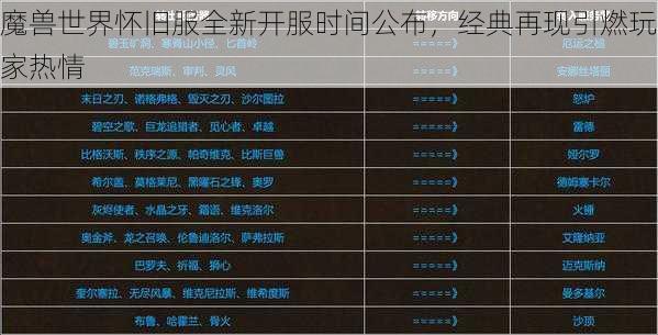 魔兽世界怀旧服全新开服时间公布，经典再现引燃玩家热情