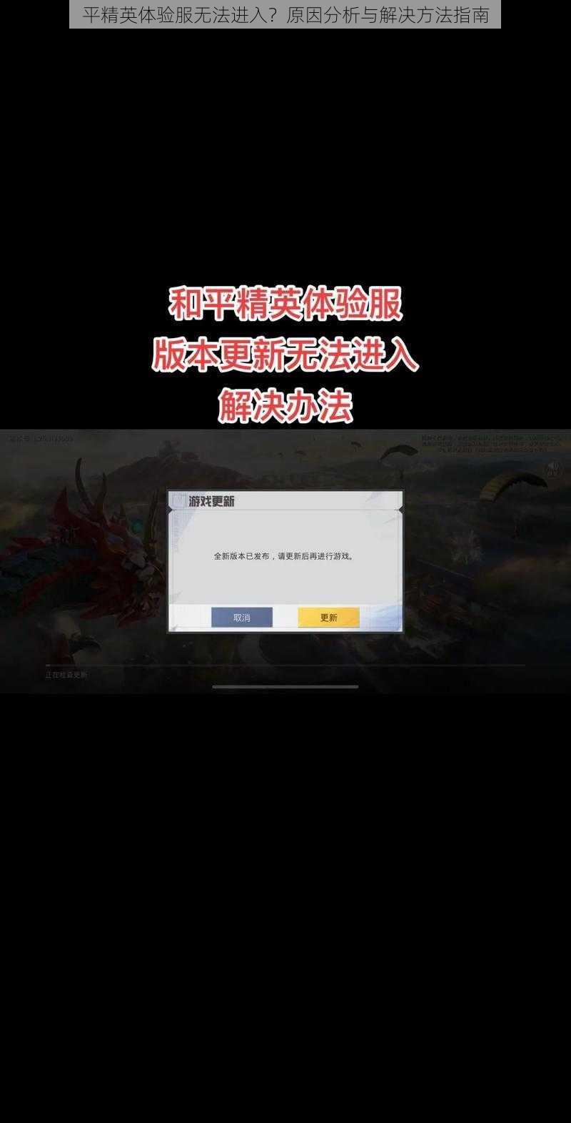 平精英体验服无法进入？原因分析与解决方法指南