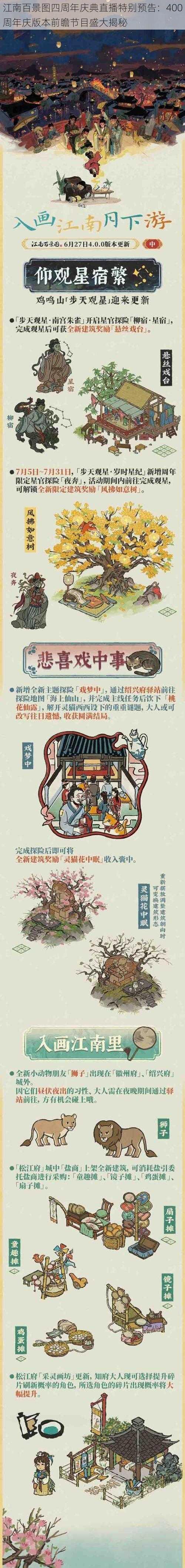 江南百景图四周年庆典直播特别预告：400周年庆版本前瞻节目盛大揭秘