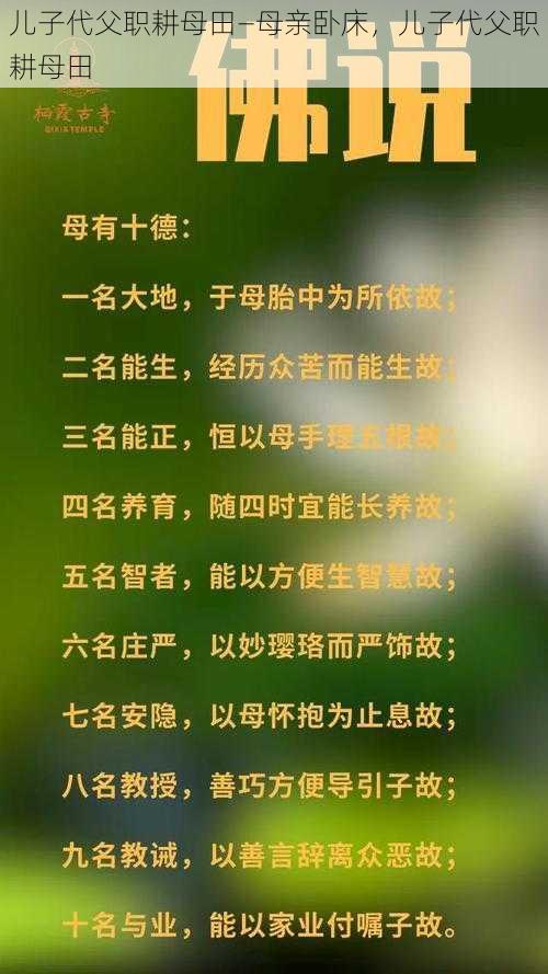 儿子代父职耕母田—母亲卧床，儿子代父职耕母田