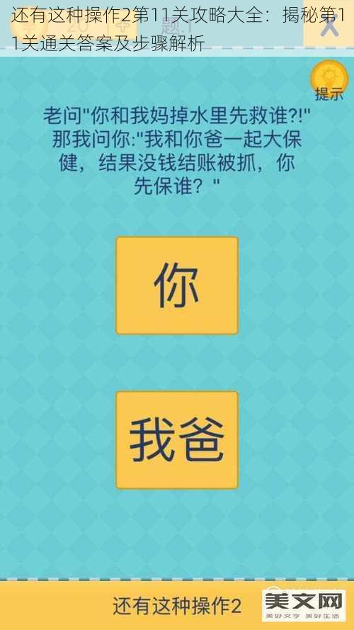 还有这种操作2第11关攻略大全：揭秘第11关通关答案及步骤解析