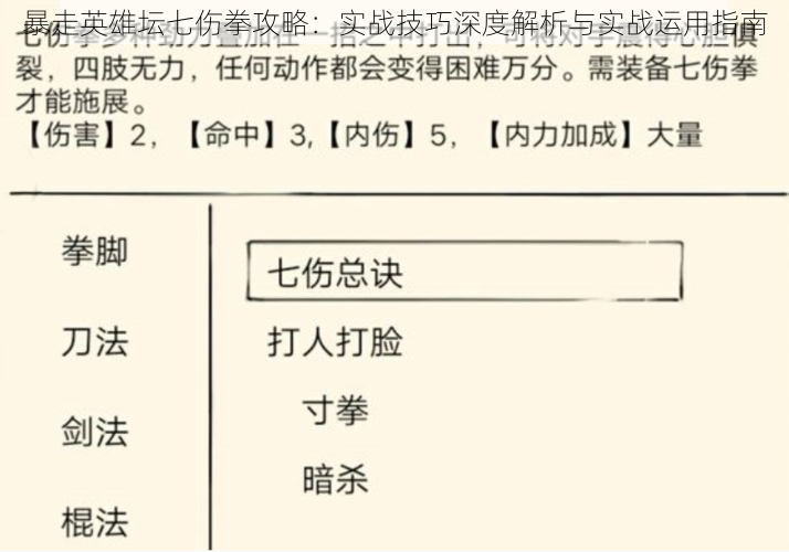 暴走英雄坛七伤拳攻略：实战技巧深度解析与实战运用指南