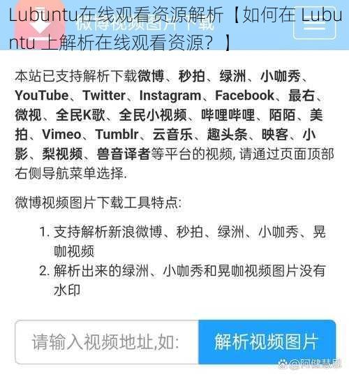 Lubuntu在线观看资源解析【如何在 Lubuntu 上解析在线观看资源？】