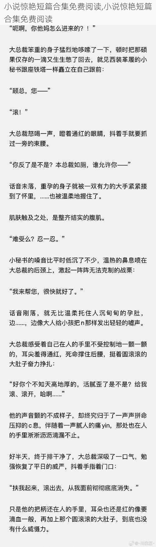 小说惊艳短篇合集免费阅读,小说惊艳短篇合集免费阅读