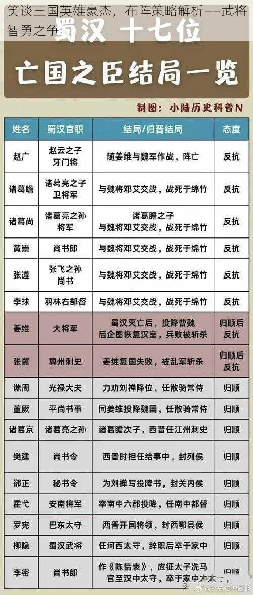 笑谈三国英雄豪杰，布阵策略解析——武将智勇之争