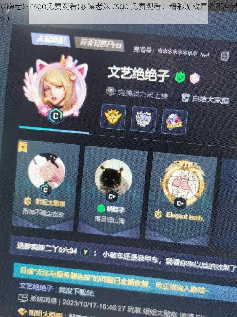 暴躁老妹csgo免费观看(暴躁老妹 csgo 免费观看：精彩游戏直播不容错过)