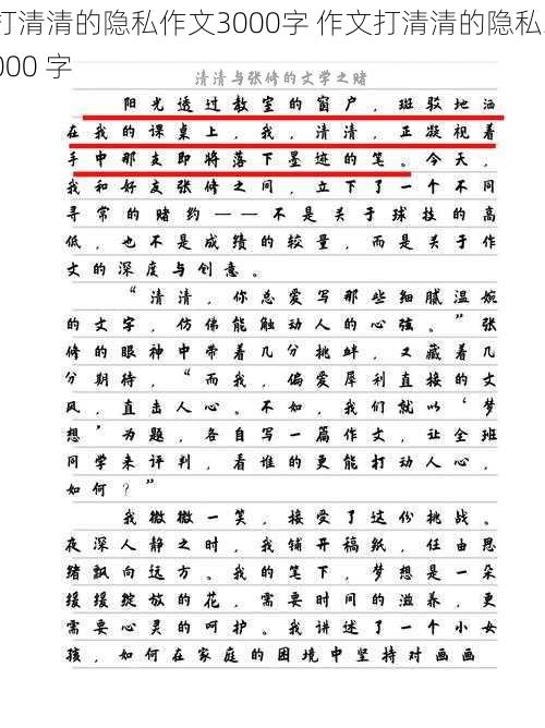 打清清的隐私作文3000字 作文打清清的隐私3000 字